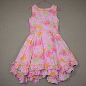 Vintages Girls Pink Floral Dress by Pink Zebra - Size 8